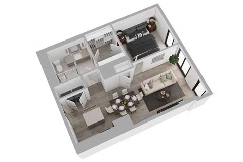 Floor plan for 1 bed, 1 bath, 866 sqft