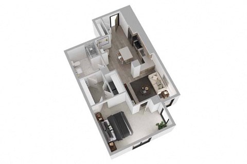Floor plan for 1 bed, 1 bath, 922 sqft
