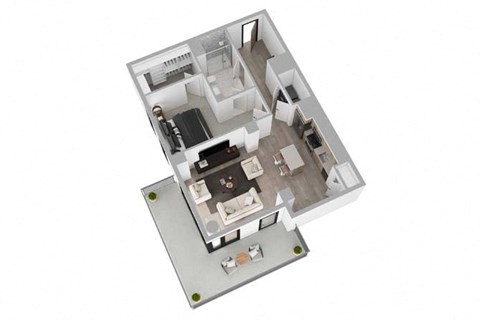 Floor plan for 1 bed, 1 bath, 960 sqft