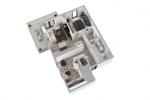 Floor plan for 1 bed, 1 bath, 1036 sqft