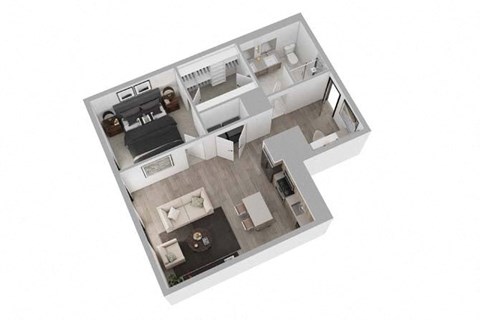 Floor plan for 1 bed, 1 bath, 873 sqft