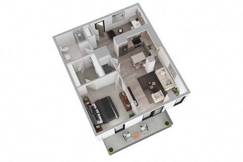 Floor plan for 1 bed, 1 bath, 1027 sqft