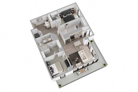 Floor plan for 2 beds, 2 baths, 1374 sqft