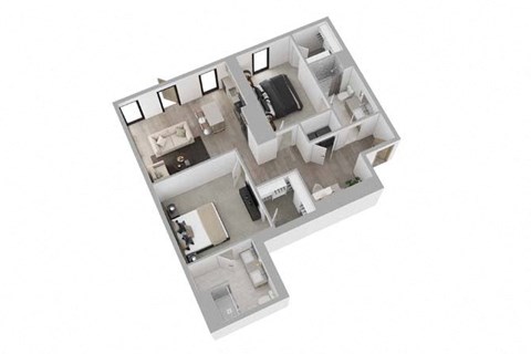 Floor plan for 2 beds, 2 baths, 1315 sqft