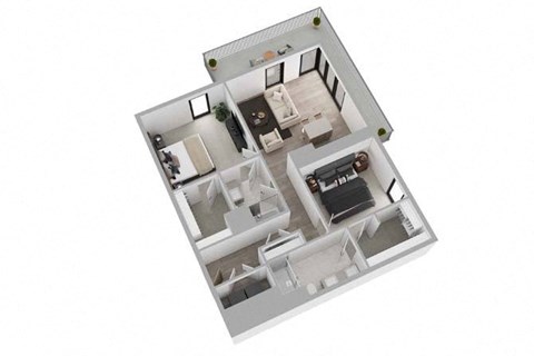 Floor plan for 2 beds, 2 baths, 1202 sqft