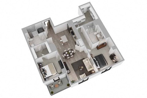 Floor plan for 2 beds, 2 baths, 1642 sqft