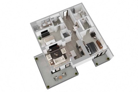 Floor plan for 2 beds, 2 baths, 1367 sqft
