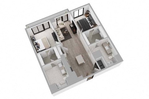 Floor plan for 2 beds, 2 baths, 1202 sqft