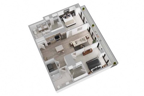 Floor plan for 2 beds, 2 baths, 1347 sqft