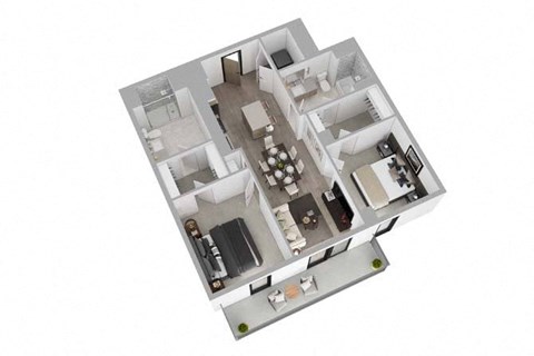 Floor plan for 2 beds, 2 baths, 1196 sqft