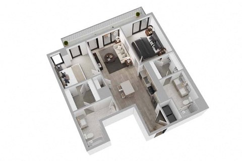 Floor plan for 2 beds, 2 baths, 1063 sqft