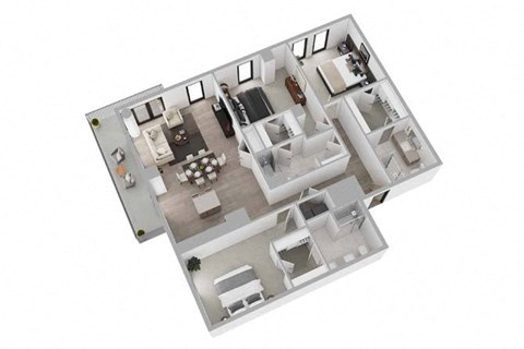 Floor plan for 3 beds, 3 baths, 1950 sqft