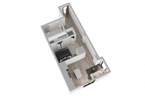 Floor plan for studio, 1 bath, 688 sqft