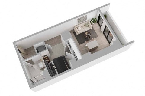 Floor plan for studio, 1 bath, 644 sqft