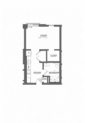 Floor plan for studio, 1 bath, 493 sqft