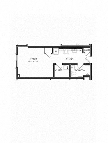 Floor plan for studio, 1 bath, 456 sqft
