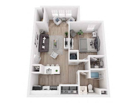 Floor plan for 1 bed, 1 bath, 784 sqft