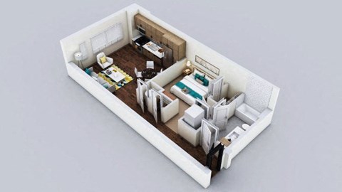 Floor plan for 1 bed, 1 bath, 695 sqft