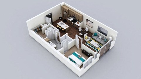 Floor plan for 1 bed, 1 bath, 690 sqft