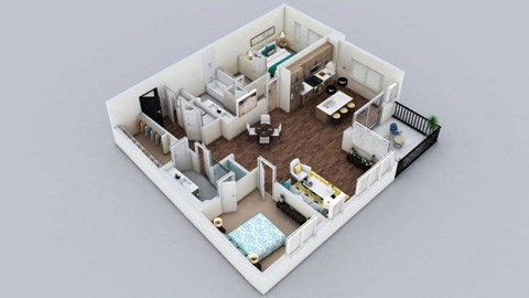 Floor plan for 2 beds, 2 baths, 1158 sqft