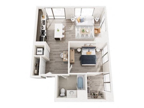 Floor plan for 1 bed, 1 bath, 792 sqft