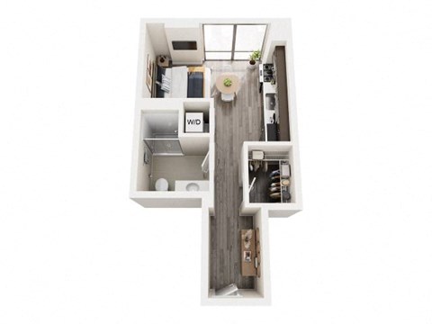 Floor plan for studio, 1 bath, 417 sqft