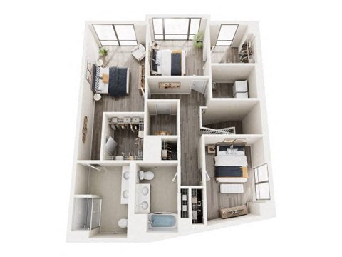 Floor plan for 3 beds, 2.5 baths, 2233 sqft