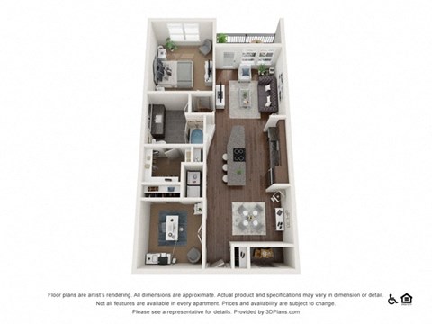 Floor plan for 1 bed, 1 bath, 850 sqft