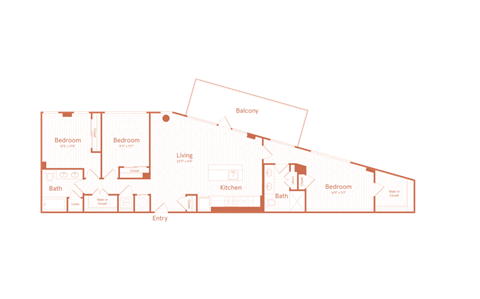 Floor plan for 3 beds, 2 baths, 1430 sqft