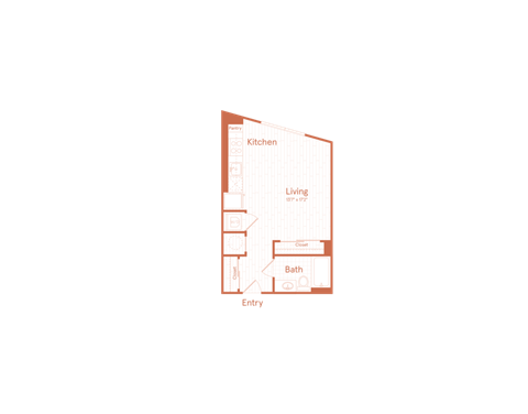 Floor plan for studio, 1 bath, 467 sqft