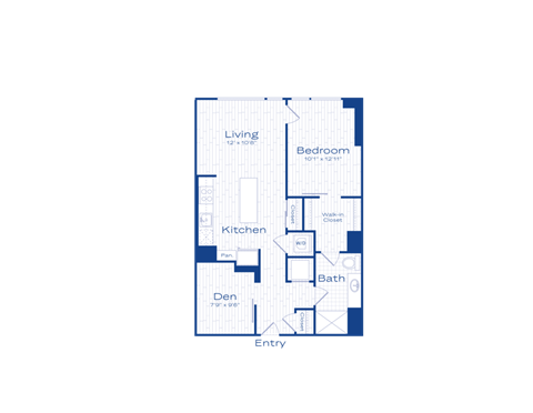 Floor plan for 1 bed, 1 bath, 759 sqft