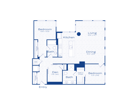 Floor plan for 2 beds, 2 baths, 1314 sqft