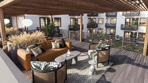 Richmond apartment for rent - A patio with a table and chairs is shown.