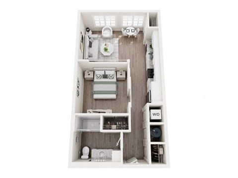Floor plan for 1 bed, 1 bath, 656 sqft