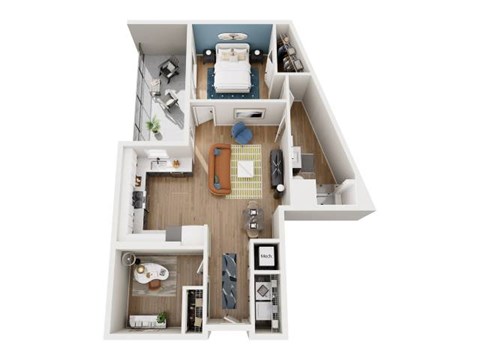 Floor plan for 1 bed, 1 bath, 903 sqft