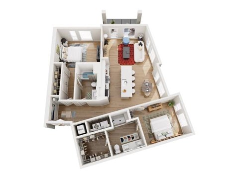 Floor plan for 2 beds, 2 baths, 1280 sqft