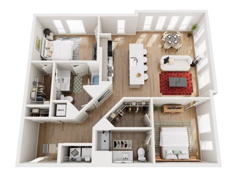 Floor plan for 2 beds, 2 baths, 1202 sqft