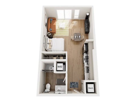 Floor plan for studio, 1 bath, 540 sqft