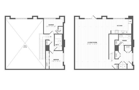 Floor plan for 2 beds, 1.5 baths, 1980 sqft