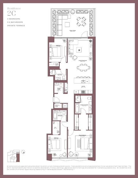 Floor plan for 3 beds, 2 baths, 1559 sqft
