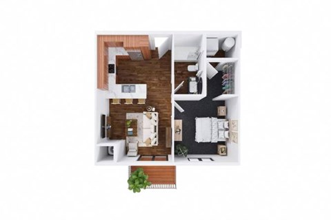 Floor plan for 1 bed, 1 bath, 626 sqft
