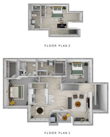 Floor plan for 3 beds, 3 baths, 1700 sqft