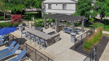 Sundeck with lounge chairs & umbrellas