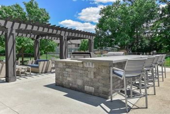 Sundeck with lounge chairs & umbrellas