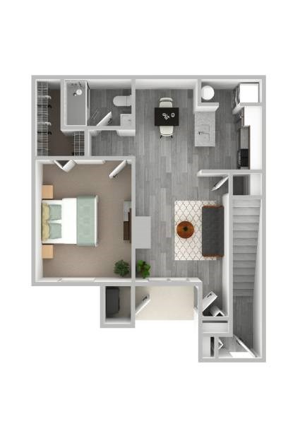 Floor plan for 1 bed, 1 bath, 692 sqft