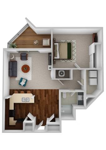 Floor plan for 1 bed, 1 bath, 850 sqft
