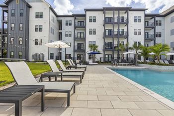 Expansive sundeck with lounge chairs