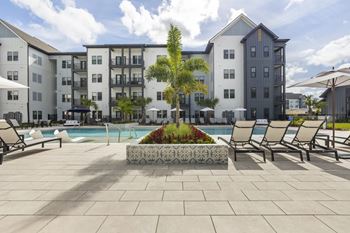Expansive sundeck with lounge chairs