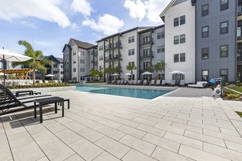 Expansive sundeck with lounge chairs