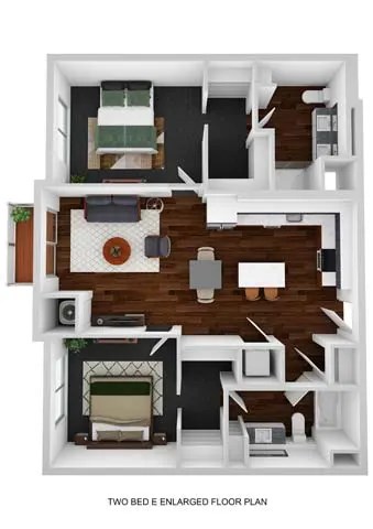 Floor plan for 2 beds, 2 baths, 1060 sqft